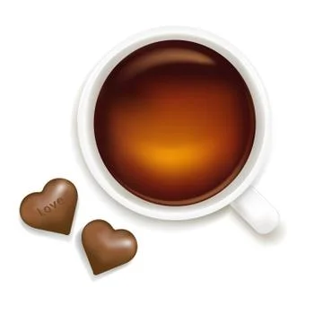 Cup of tea with chocolate Stock Illustration