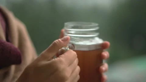 A cup of tea. Close-up. Hot drink Видео 198153426