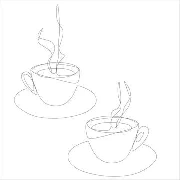 Cup of tea cofee lineart vector illustration	 Stock Illustration