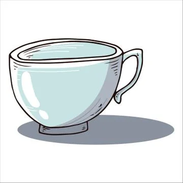 Cup of tea, coffee icon. Vector illustration of coffee, tea cup, mug. Hand dr Stock Illustration
