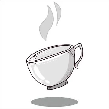 Cup of tea, coffee icon. Vector illustration of coffee, tea cup, mug. Hand dr Stock Illustration