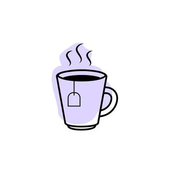 Cup of tea with color shadow vector icon in autumn set Illustrazione stock