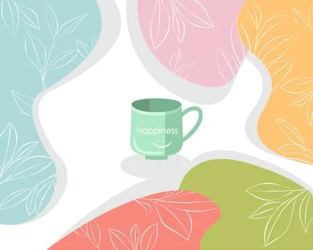 Cup of tea with colored background Tea leaves Stock Illustration