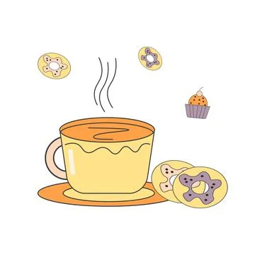 A cup of tea cookies duddle style Illustrazione stock