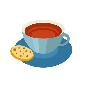 Cup of tea with cookies. Flat style vector illustration. Stock-Illustration