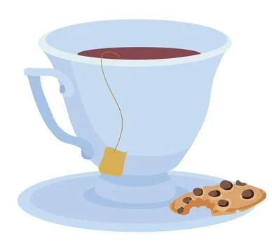 Cup of tea with cookies. Vector illustration isolated . Stock Illustration