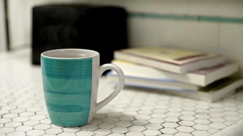 Cup of Tea on Counter Stock Footage 132751729