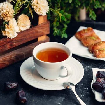 Cup of tea with delights 写真素材