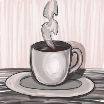 A cup of tea drawn in cartoon style Stock Illustration