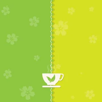 Cup of tea with flora background Stock Illustration