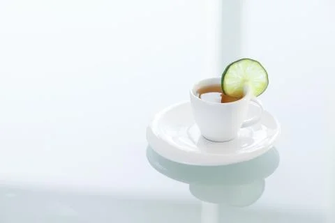 Cup of tea on a glass surface Stock Photos
