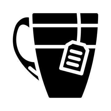 Cup tea glyph icon vector illustration black Stock Illustration