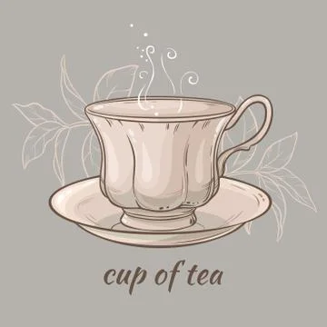 Cup of tea on grey background Stock Illustration