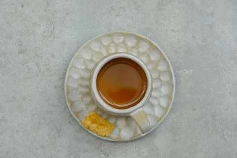 A cup of tea for on grey background.  Foto stock