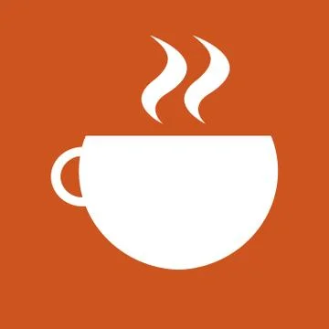 Cup of tea icon in trendy flat style isolated on red background. Vector Stock Illustration