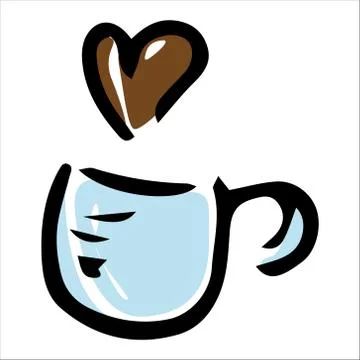 Cup of tea icon. Vector illustration of a coffee mug. Hand drawn doodle cup,  Stock Illustration