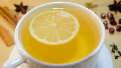 Cup of tea with lemon Stock-Footage 79544477