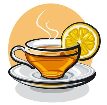 Cup of tea with lemon Stock Illustration