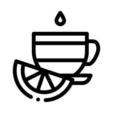 Cup of tea with lemon slice icon vector outline illustration Stockillustratie