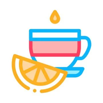 Cup of tea with lemon slice icon vector outline illustration Stockillustratie