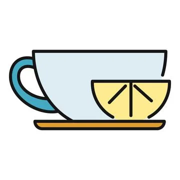 Cup of tea with lemon slice icon Illustrazione stock
