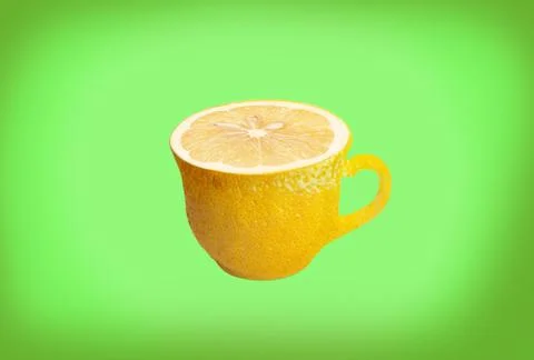 Cup of tea with lemon texture Stock Photos