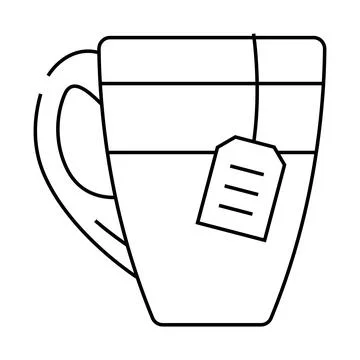 Cup tea line icon vector illustration black Stock Illustration
