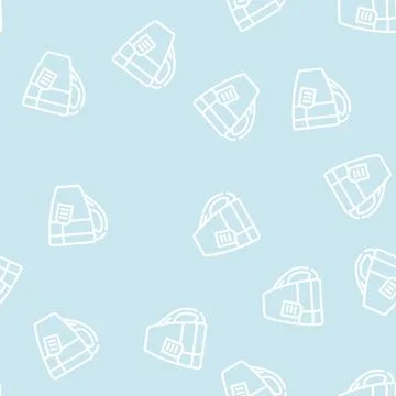 Cup tea line vector seamless pattern black Stock Illustration