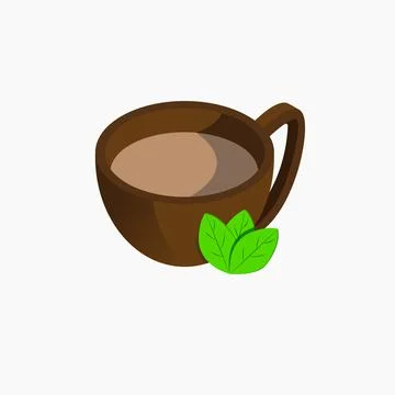 Cup of tea with mint leaves vector Stock Illustration