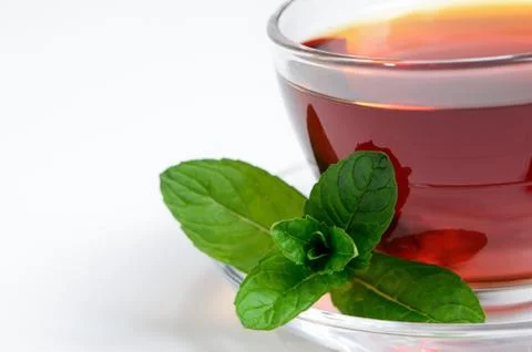 Cup tea with mint Stock Photos