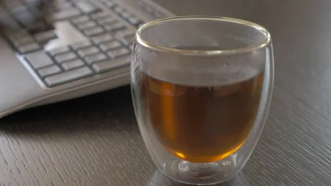 A cup of tea for night ship Stock Footage 133604832