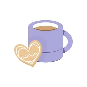 Cup of tea or coffee and cookie. Delicious breakfast Stock Illustration