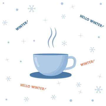 Cup of tea or coffee. Flat vector illustration Stock Illustration