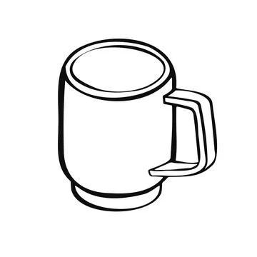 Cup with tea or coffee side view. hand drawn vector Stock Illustration