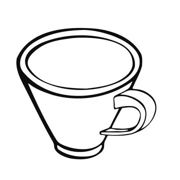 Cup with tea or coffee side view. hand drawn vector Stock Illustration