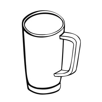 Cup with tea or coffee side view. hand drawn vector Stock Illustration