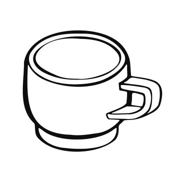 Cup with tea or coffee side view. hand drawn vector Stock Illustration