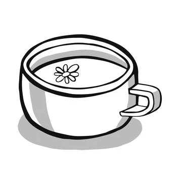 Cup with tea or coffee side view. hand drawn vector Stock Illustration