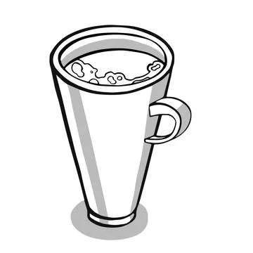 Cup with tea or coffee side view. hand drawn vector Stock Illustration