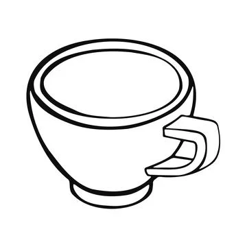 Cup with tea or coffee side view. hand drawn vector Stock Illustration