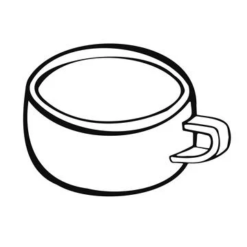 Cup with tea or coffee side view. hand drawn vector Stock Illustration