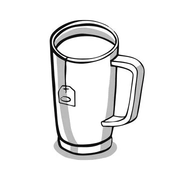 Cup with tea or coffee side view. hand drawn vector Stock Illustration