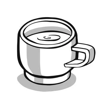 Cup with tea or coffee side view. hand drawn vector Stock Illustration