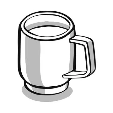 Cup with tea or coffee side view. hand drawn vector Stock Illustration