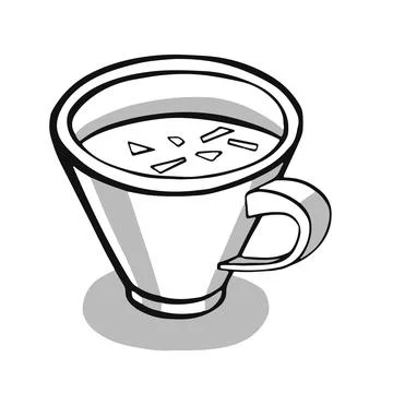 Cup with tea or coffee side view. hand drawn vector Stock Illustration