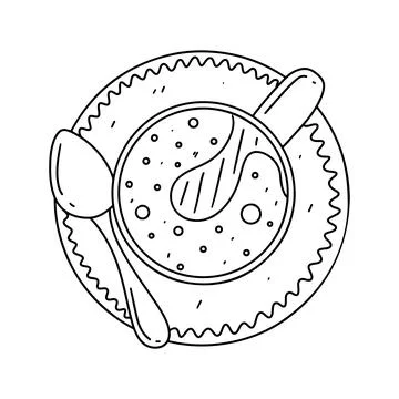 Cup of tea or coffee. Top view. Illustration in hand drawn doodle style. Ve.. Stock Illustration