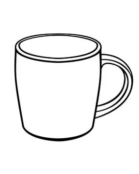 Cup for tea or coffee - vector linear picture for coloring. Outline. Illustrazione stock