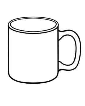 Cup for tea or coffee - vector linear picture for coloring. Outline. Hand drawin Stock Illustration