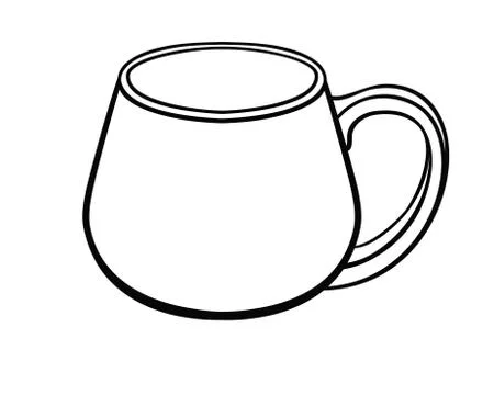 Cup for tea or coffee - vector linear picture for coloring. Outline. Hand drawin Stock Illustration