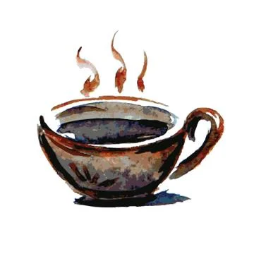 Cup of tea or coffee on white background Stock Illustration